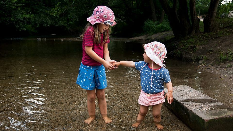 Children playing in the water